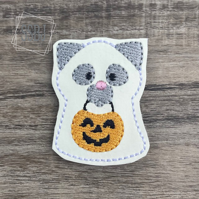 SSBJ Trick or Treat Cat Ghost Embroidery File