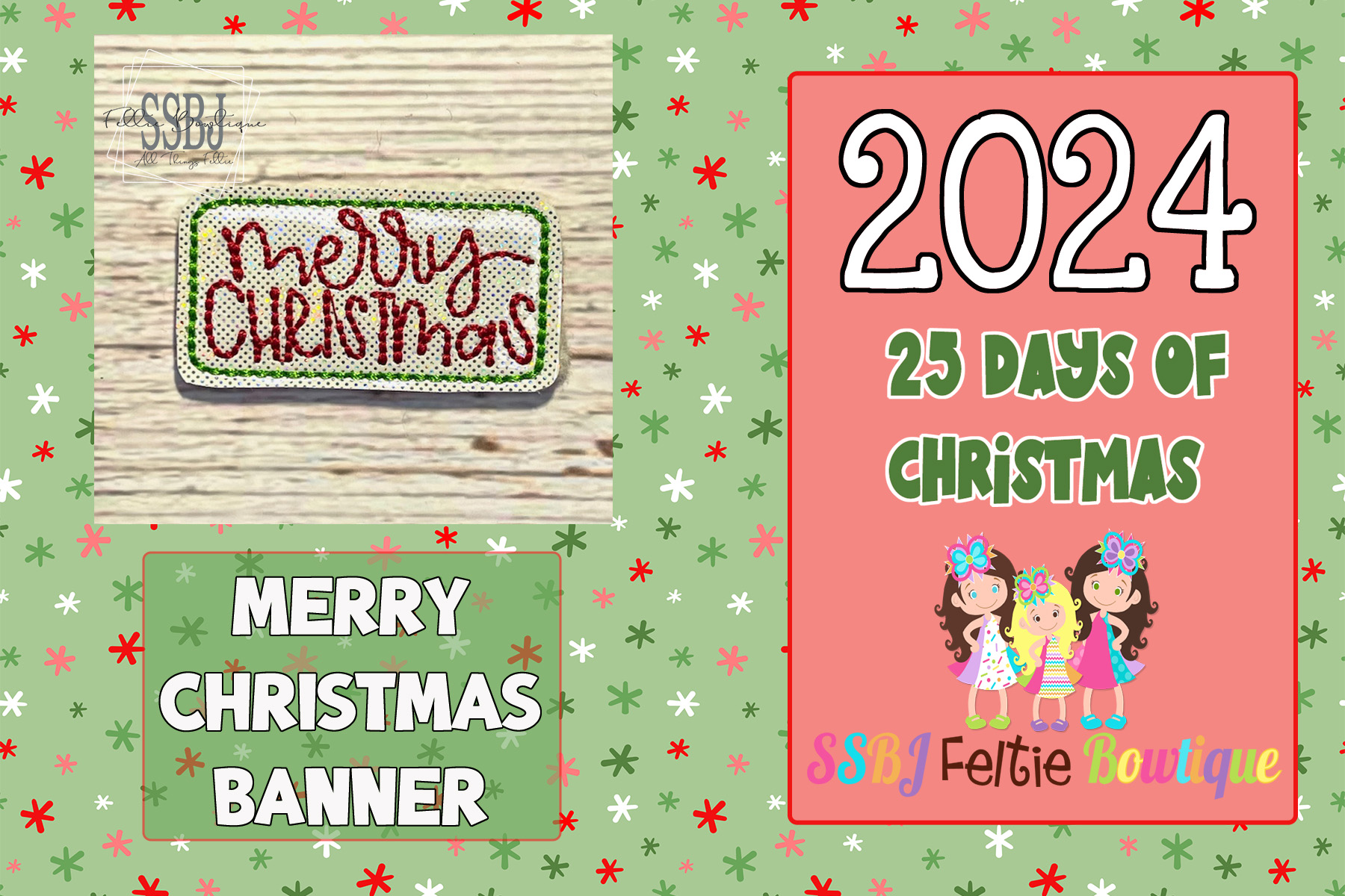 SSBJ Merry Christmas Banner Embroidery File