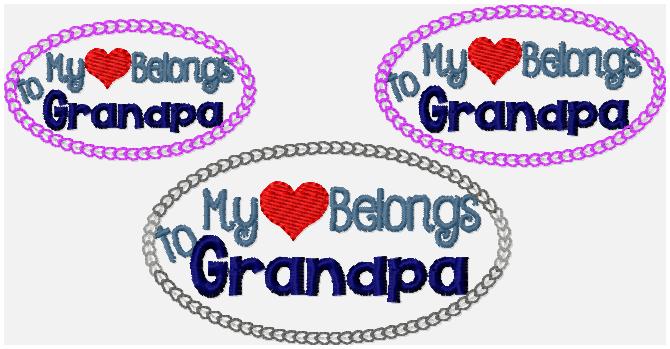 My Heart Belongs to Grandpa Embroidery File